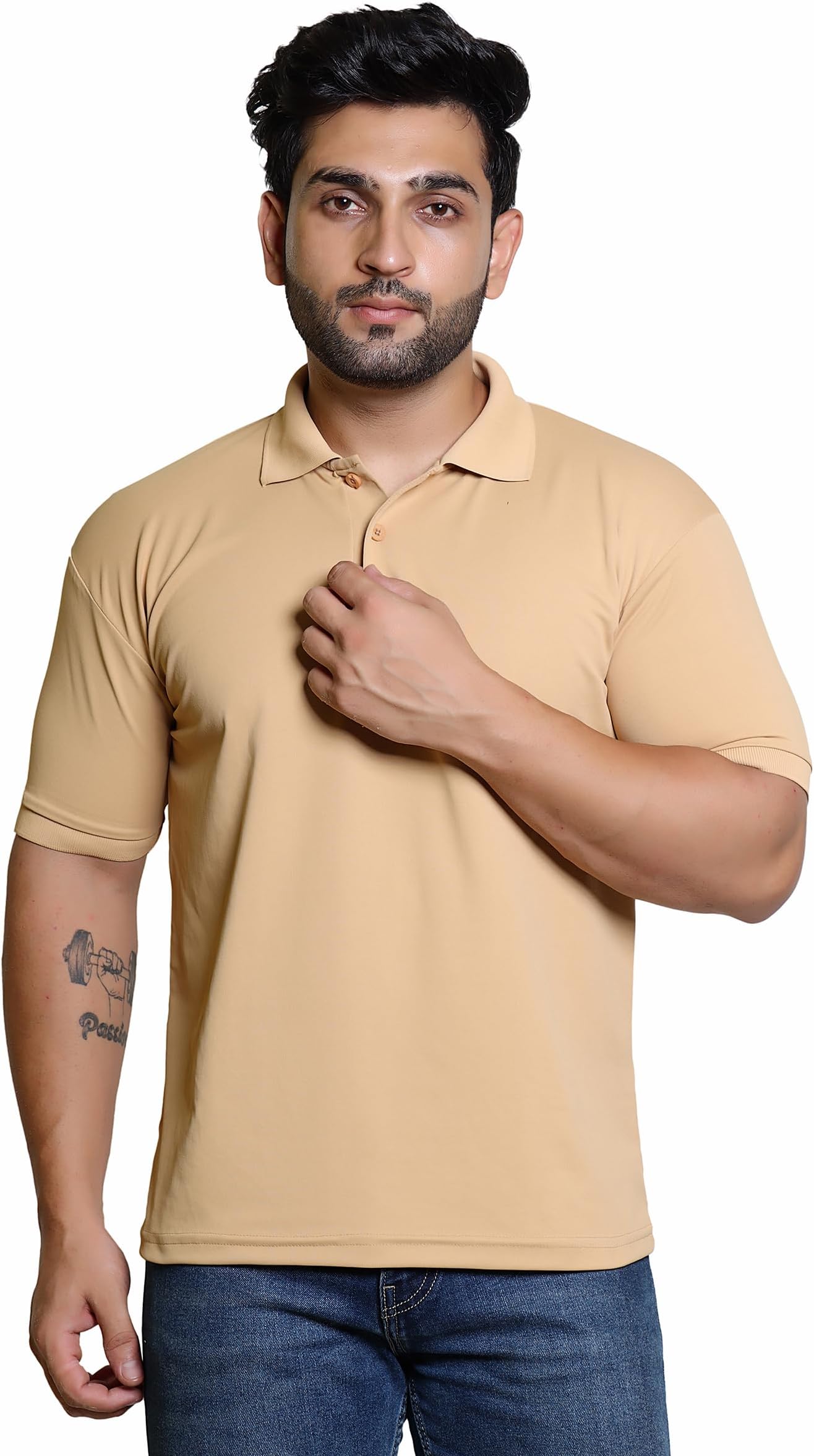 Men's Solid Polo Neck T Shirt | Stylish Soft Casual Regular Fit Half Sleeve Cotton Blend T Shirt for Men's