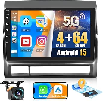 [DSP 4+64G] Android 15 Car Stereo for Toyota Tacoma 2005-2015, Hikity 9 IPS Touchscreen Tacoma Car Radio Wireless Carplay Android Auto 5G WiFi Bluetooth Mirror Link GPS SWC FM/RDS/32EQ Backup Cam