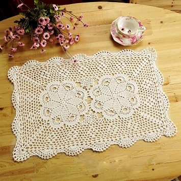 Laivigo Handmade Crochet Lace Table Cloth Doilies Doily,Rectangle,16 x 23 Inch,White