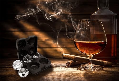 Miniatura 4 de HANCELANT - Bandeja para cubitos de hielo, moldes para cubitos de hielo de 2.5 pulgadas, rosa de silicona de 2 cavidades y 2 bolas de hielo de