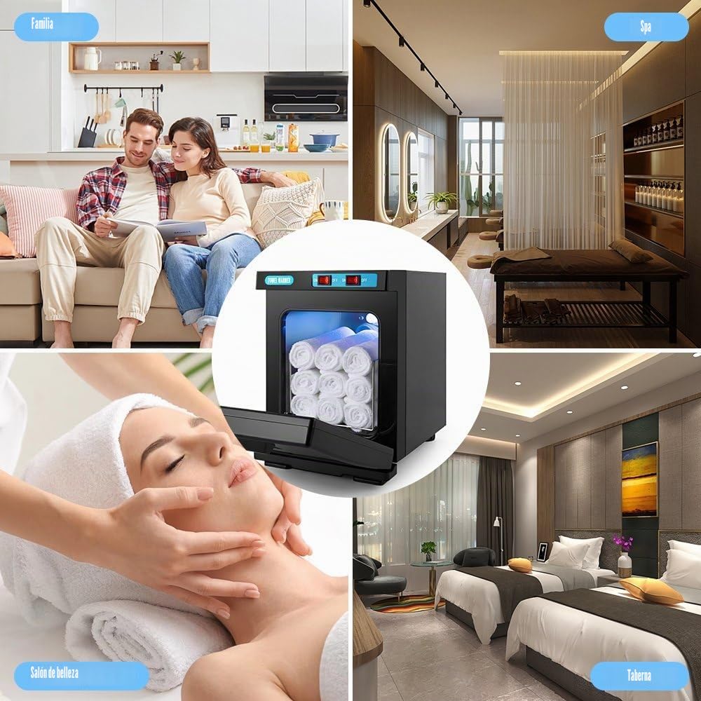 EagerMinds Calentador de toallas, 10/23L UV toalla desinfectante, toalla caliente esterilizador gabinete, toallas de calefacción de 360°, 176°F calentador profesional para belleza, salón, spa (blanco)