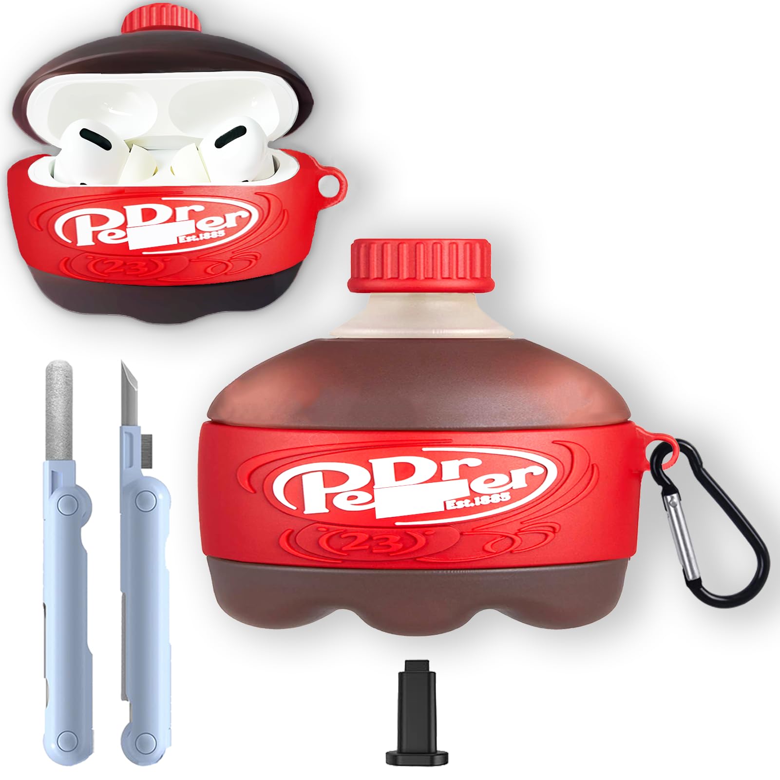 rvesce for Apple AirPods Pro 2nd /1st Generation Case (2022/2019) Cute Fashion Cool 3D Funny Design Drink Bottle Cover with Cleaner kit & Keychain for