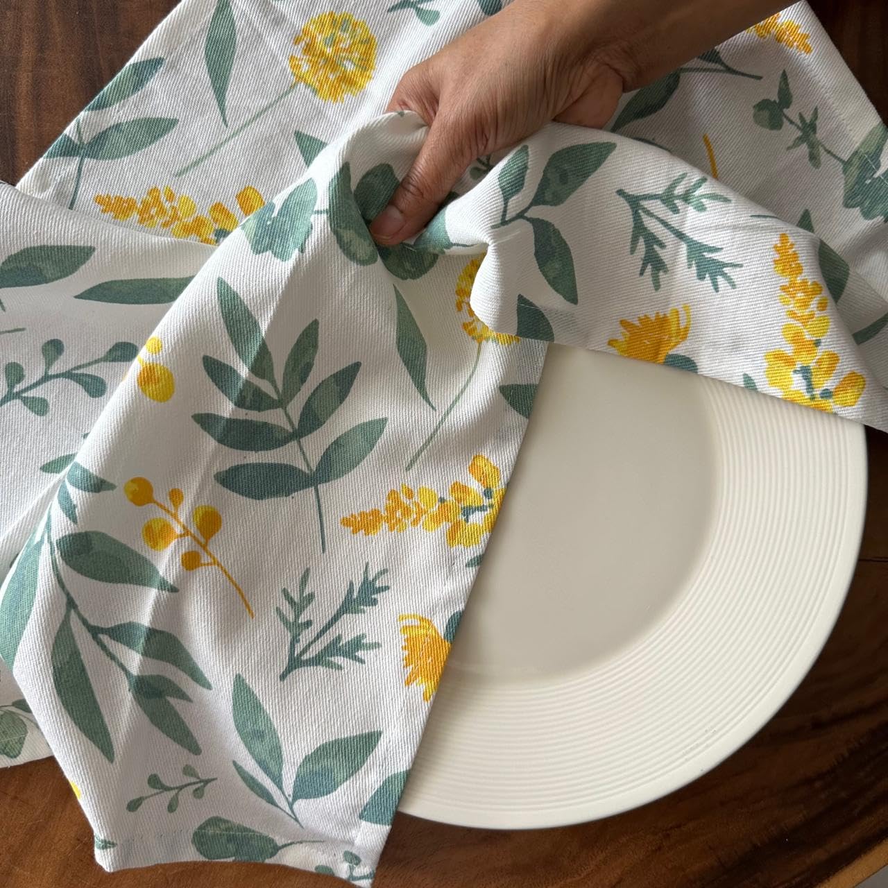 Oak & Lily Set of 3 Kitchen Napkins | Dish Towels | 100% Cotton | Premium European Quality | Washable, Large Size (40 * 60cm) Kitchen Cloth for Roti, Cleaning, Drying, Wiping | Sage Green 4