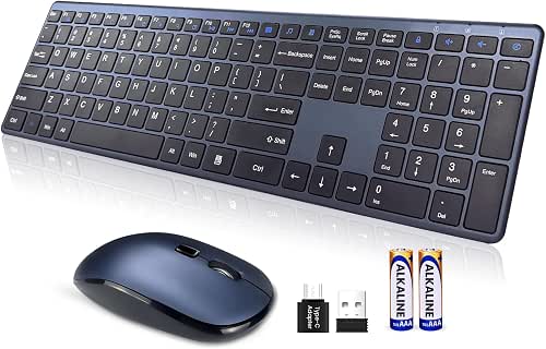 Wireless Keyboard and Mouse Combo,2.4G USB-A/Type-C Ultra Slim Quiet Full
