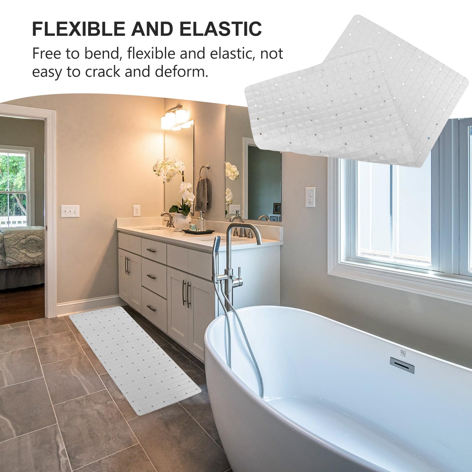 LIFKOME rutschfeste Badezimmermatte Weiß mit Saugnapf Badmatte 1 Stück 50X80cm für Bad Dusche und Senioren Geeignet