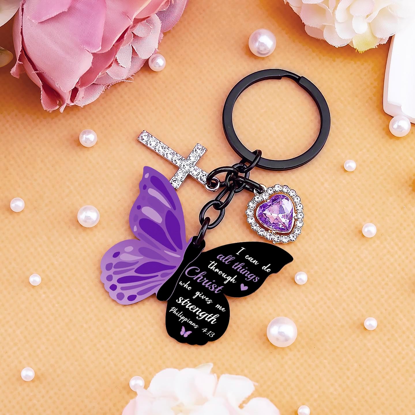 Jesus Keychain Christian Keychains for Women Cross Keychains for Women Mini Bible Verse Keychain Religious Gifts for Men Inspirational Scripture Key Chain - Image 3