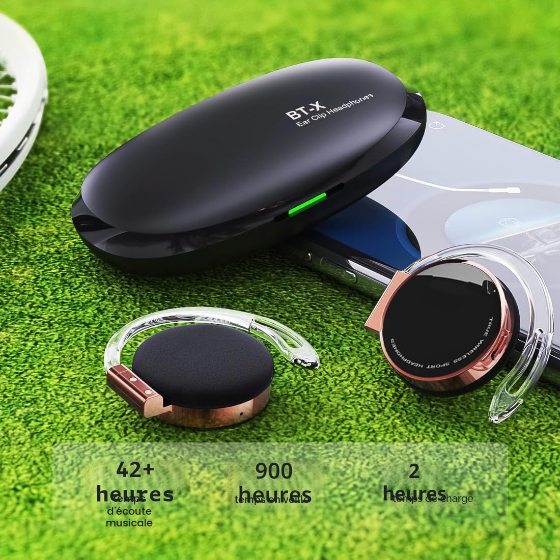 Casque avec Crochet d'oreille Sport Oreillette, Écouteurs Bluetooth 5.3 sans Fil, Confortable à Porter, Casque à Clips d'oreille, pour Music l'Usage Quotidien