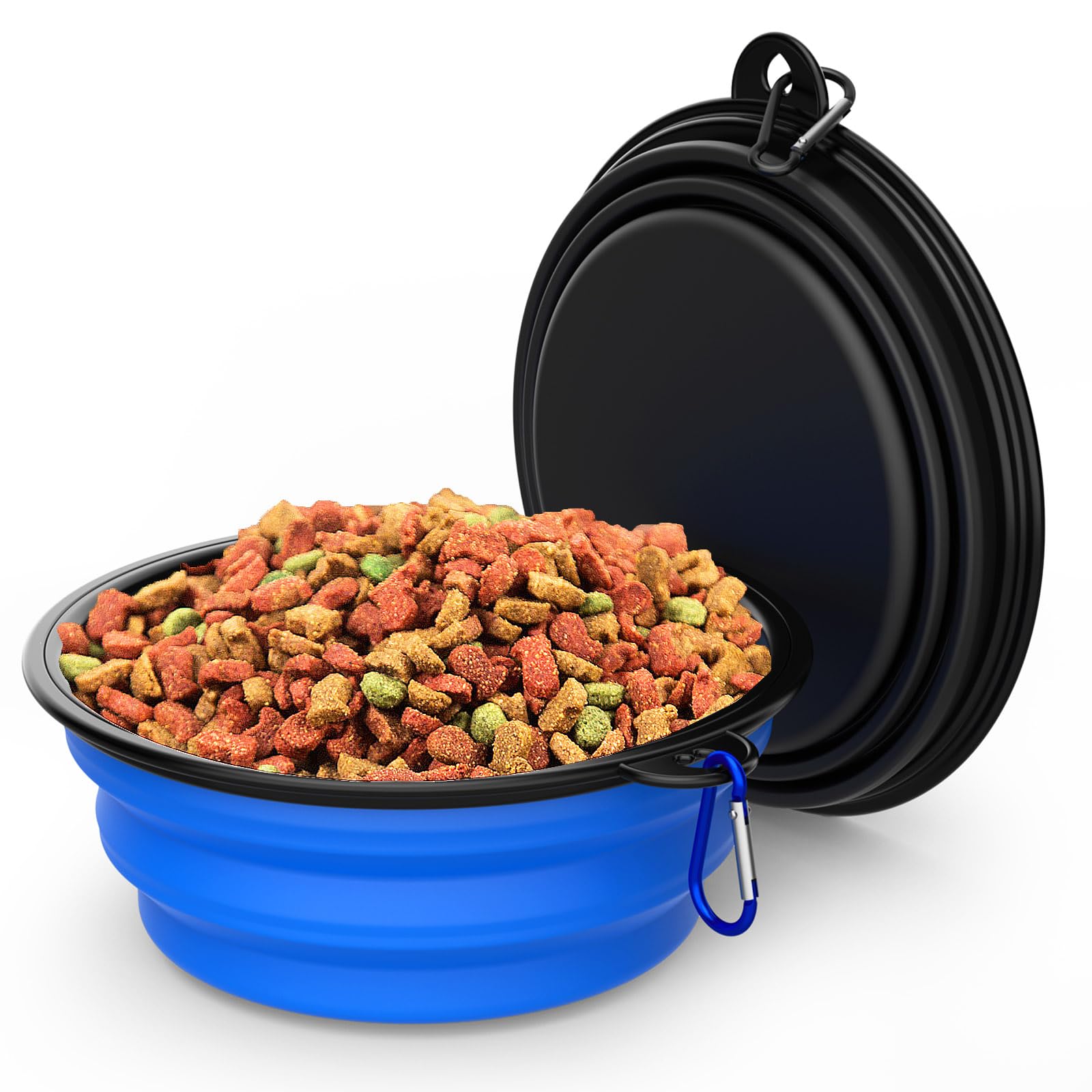 2 Pack Collapsible Dog Bowl Travel Portable Pet Bowls [20oz,600ml],Expandable Foldable Food Water Feeding Dishes for Traveling Hiking Walking,with