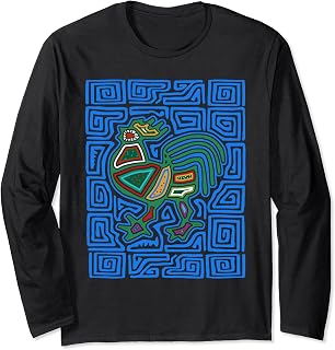 Rooster Mola Art by Panama Kuna Tribe Chicken Long Sleeve T-Shirt
