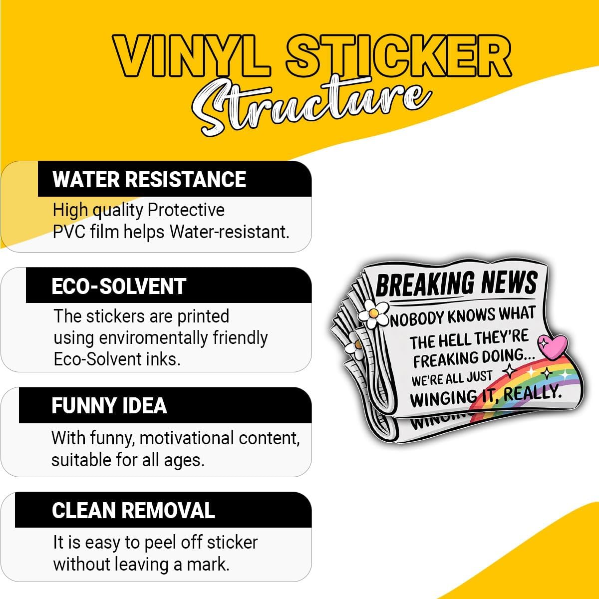 (3pcs-3in) Breaking News Nobody Knows What Sticker Funny Meme Stickers image 2