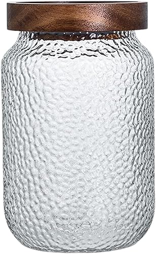 Miniatura 10 de Viovian 16 oz / 500ML Recipiente de Vidrio para Nueces de Café Vintage con Tapas de Madera Recipientes de Almacenamiento de Vidrio Transparente 16oz