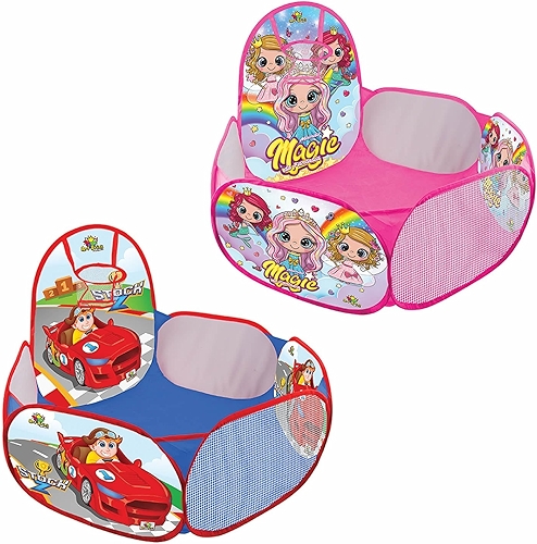 Piscina De Bolinhas Com Cesta de Basquete Barraca com Cesta Cercado Chiqueirinho Dobrável Portátil Linha Premium M5 Armarinhos (Azul)