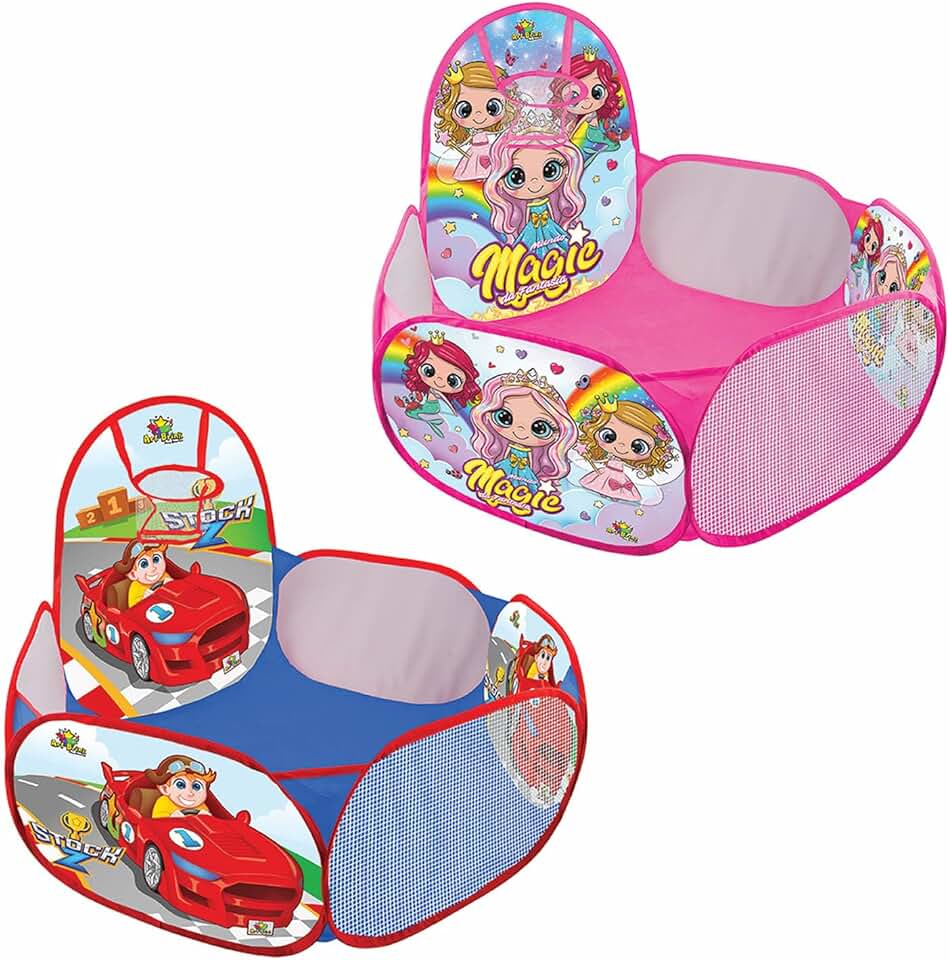 Piscina De Bolinhas Com Cesta de Basquete Barraca com Cesta Cercado Chiqueirinho Dobrável Portátil Linha Premium M5 Armarinhos (Azul)