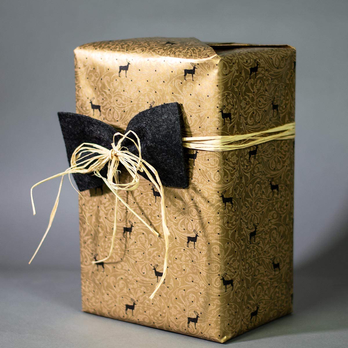 Geschenkpapier große Rolle XXL Goldglanz mit Ornamenten 70 cm x 250 m | 60 g/m² Weihnachtspapier (FSC) | HUTNER