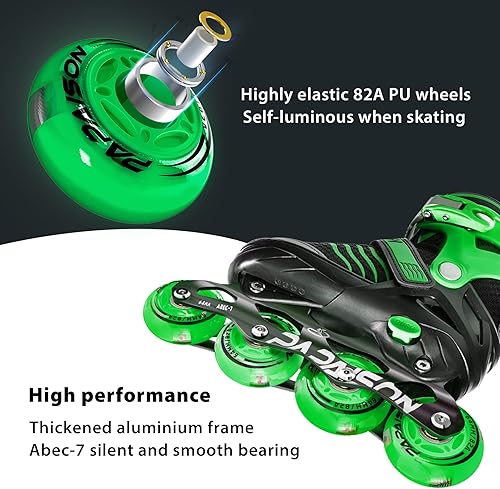 Miniatura 4 de PAPAISON Cuchillas de rodillo ajustables para niños de 4 a 12 años, patines en línea para niñas y niños con ruedas iluminadas completas, cuchillas