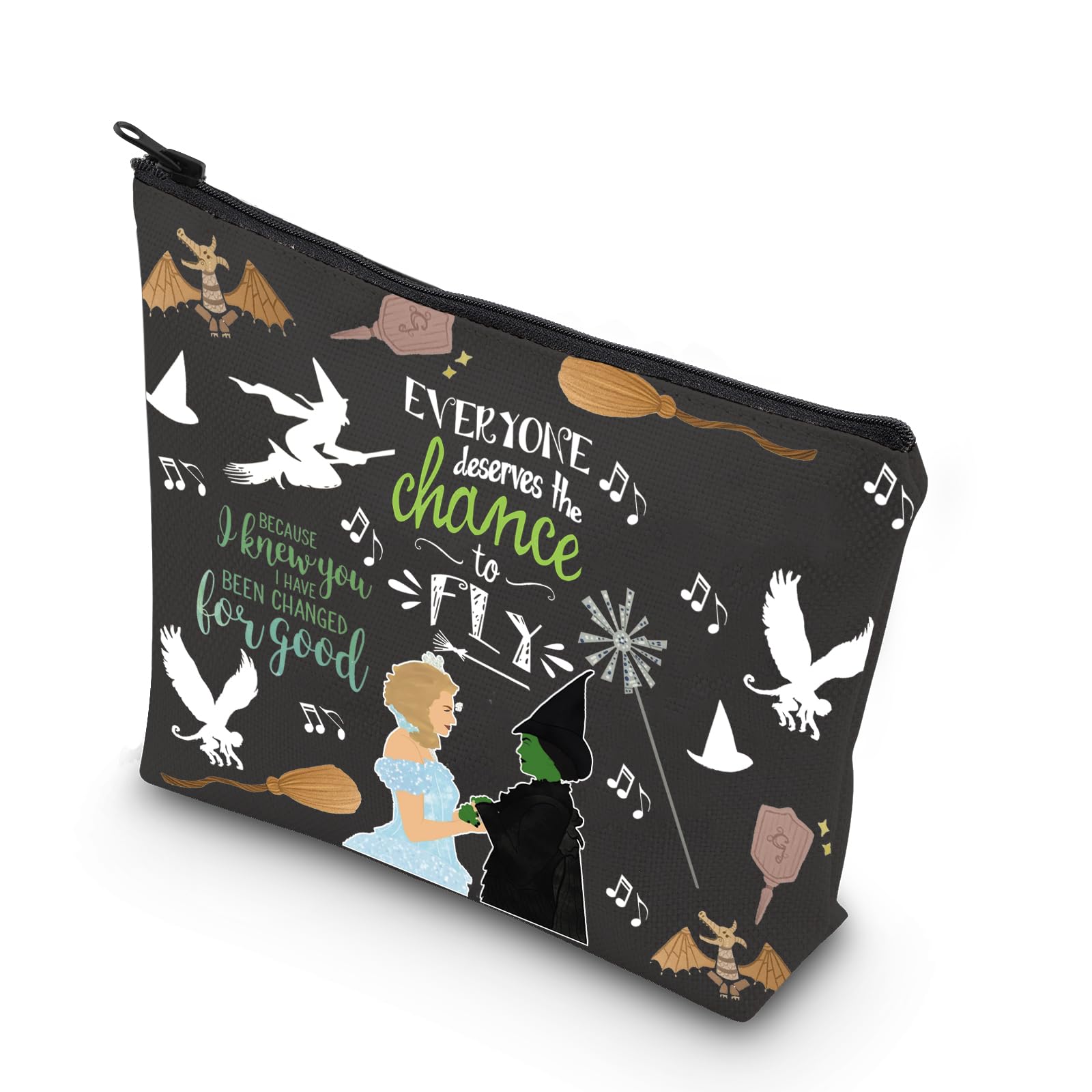 TSOTMO Musical Theatre Makeup Bag, Canvas, Beige, Marble Pattern, Ideal for Women's Cosmetics, Stylish Gift for Broadway Lovers