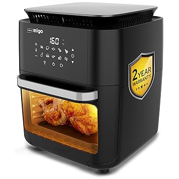 Impex 12L Air Fryer Oven 1800W | OTG Air Fryer For Home With Digital Display & 10 Preset Menu | Rotissery, Rotation Basket, Barbique Grill, Oil tray Etc | 2 Year Warranty | Airchef XL, Black