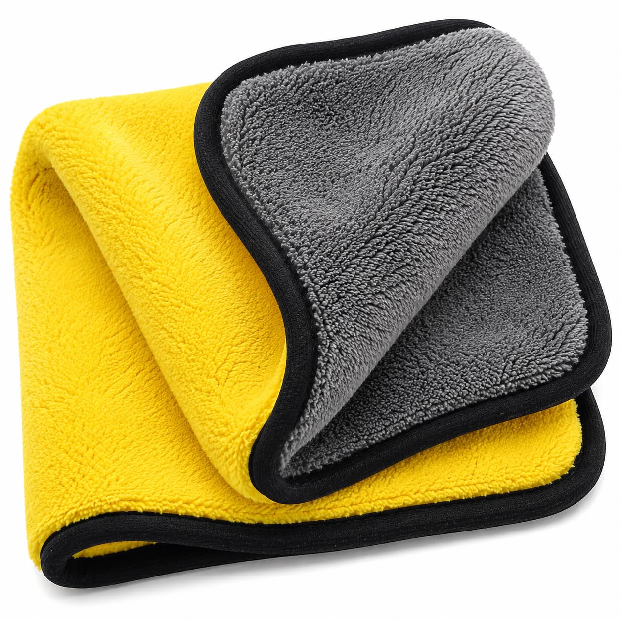 Microfiber Cloth 600 GSM 40 X 40 cms - 1 pcs for Car, Bike Cleaning and Detailing & Home Cleaning, Double Sided, Super Absorbent & Lint Free (Grey/Yellow) OR (Grey/Blue)-image-20