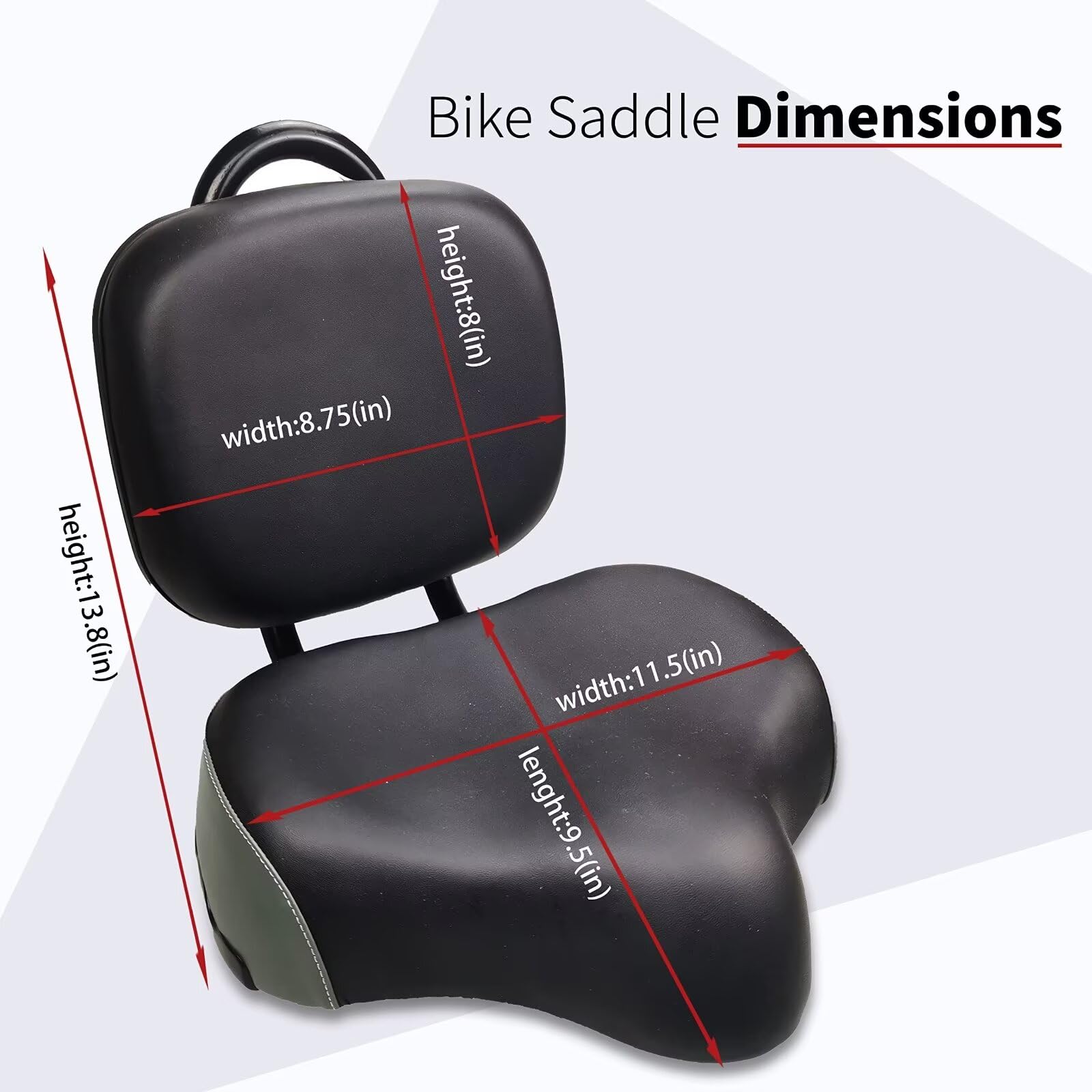 ZUKKA Sella per Bicicletta con Schienale Morbido e Sovradimensionato con Cuscino in PU per Triciclo Mountain Bike E-Bike