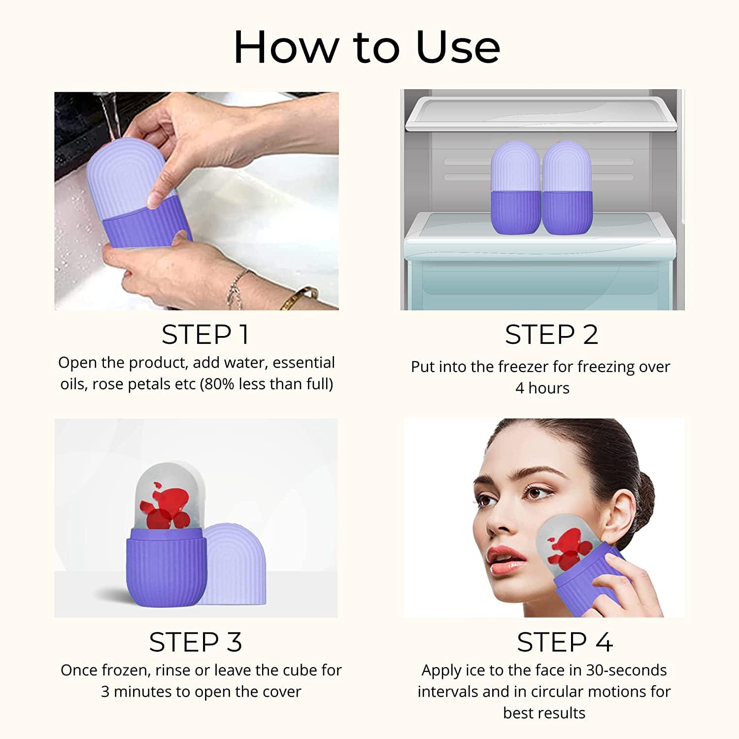 Wowli Beauty ICE Roller for FACE Massager & Eye Reusable FACE Rollers Facial Roller (Purple Color) 2