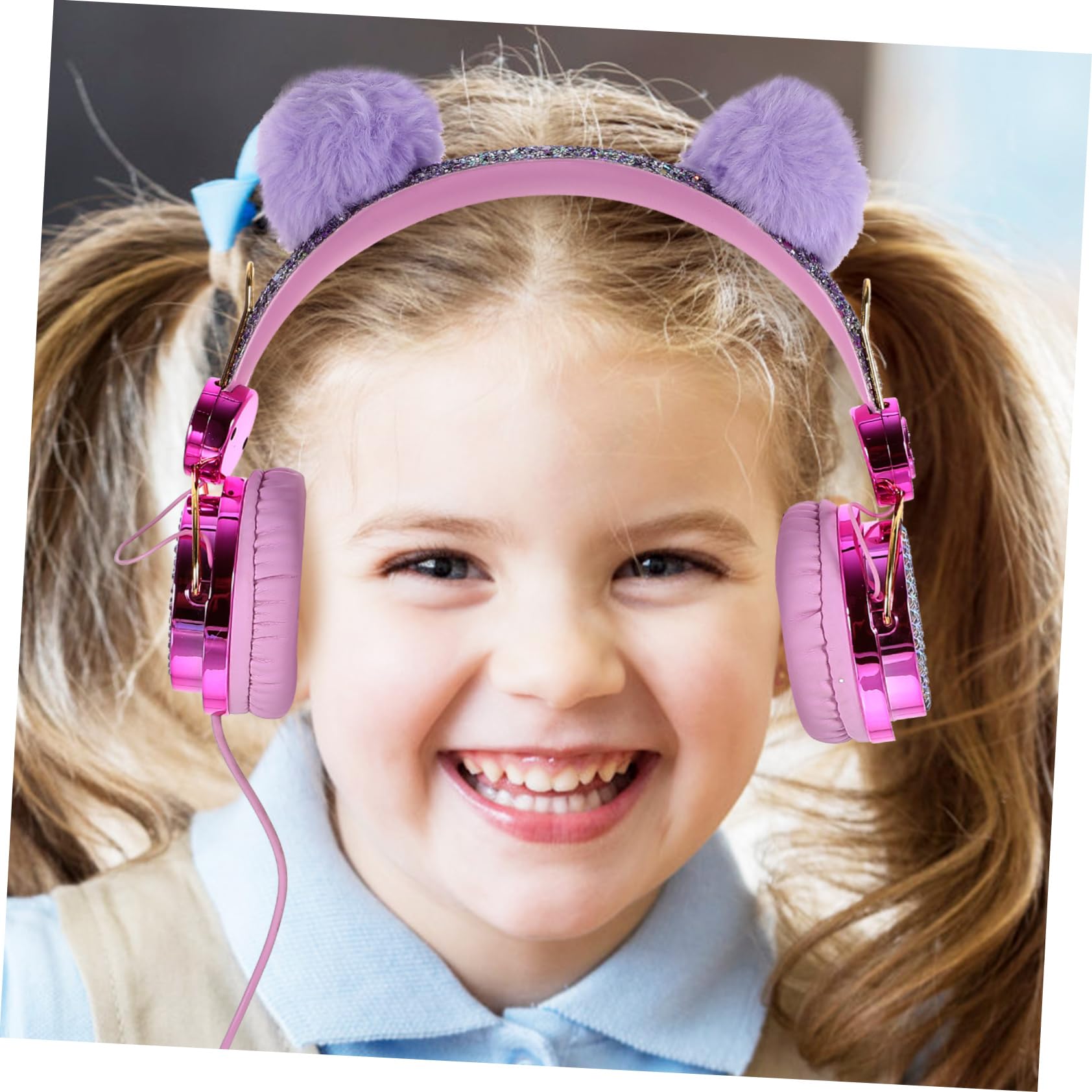 Uonlytech 3piezas Auriculares Infantiles De Peluche Control De Volumen Auriculares Estéreo Adorables para Música para Escuela y Viaje Diseño De Orejas De Animales Color Aleatorio