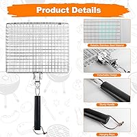 Vista 8 de 3 Pcs Silicone Air Fryer Liners Square Airfryer Liners 4-7 QT 7.1 Inch, Fish Grill Basket for Outdoor Grill, Grilling Basket With Removable Handle