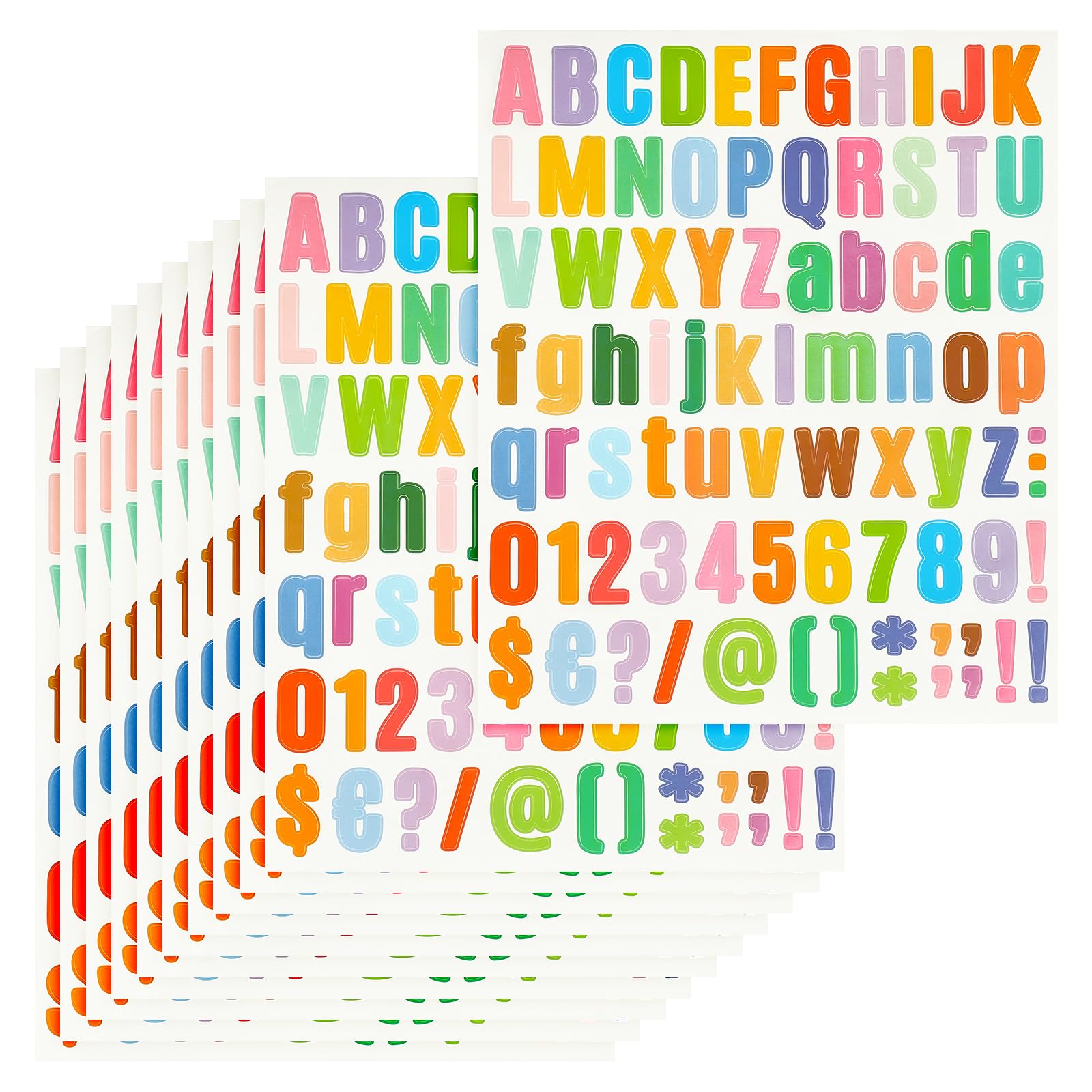 Autocollants d'alphabet en vinyle imperméable PATIKIL | 1215 lettres et chiffres multicolores