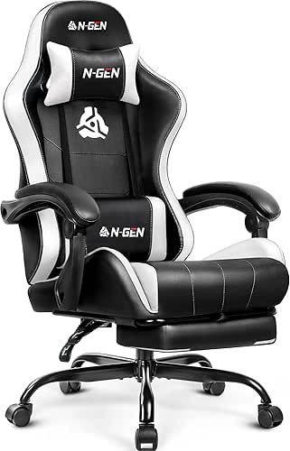 N-GEN GAMING Video Gaming Chair with Footrest Lumbar Support for