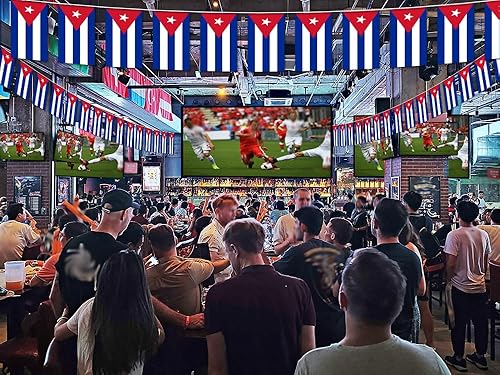 Miniatura 5 de Banderín de bandera de Cuba - 38 banderas, 42 pies, pequeñas mini banderas cubanas para decoración de campo, escuela, fiesta, eventos deportivos