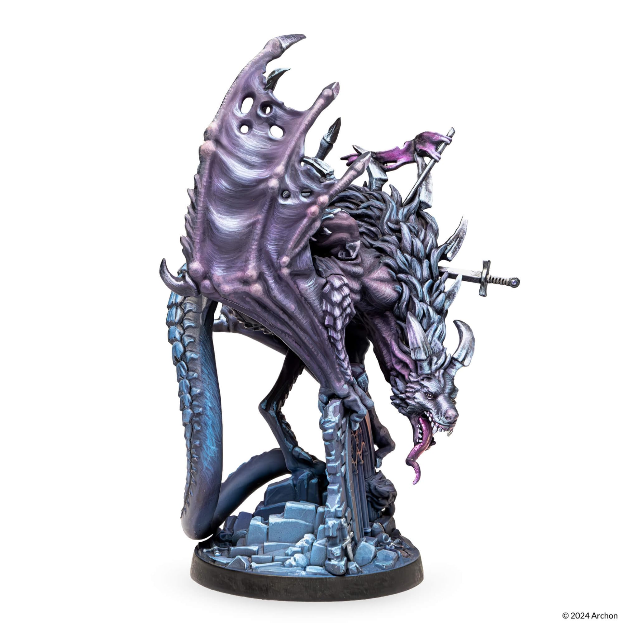 Dungeons & Lasers Wolfrake Dragon Miniature - 4.4" Tall Figure (113mm) with Scenic Base - 5E Compatible for DND and Tabletop RPG Games - Highly Detailed, Unassembled, Unpainted - for Ages 14 Years +