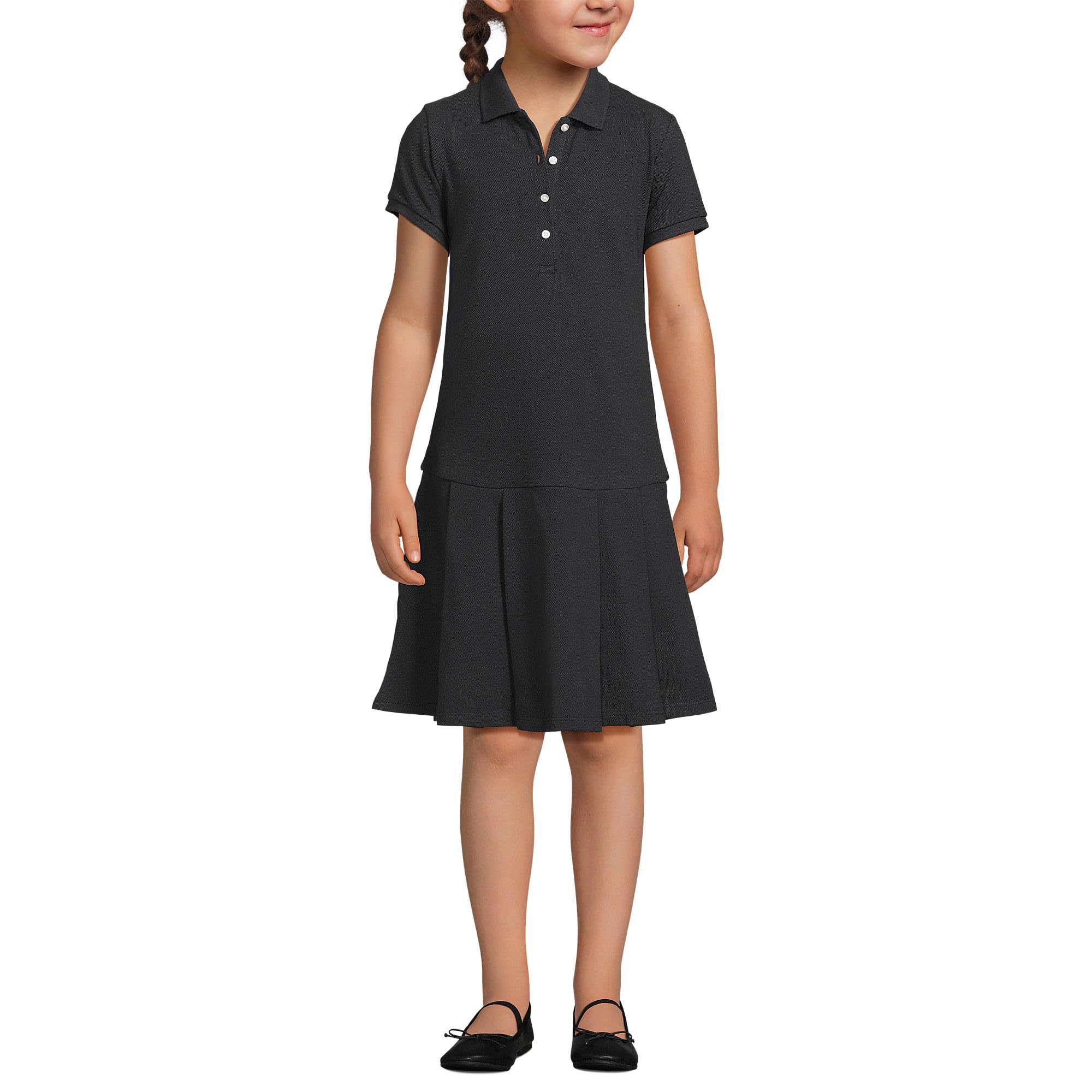 Lands' End School Uniform Girls Short Sleeve Mesh Pleated Polo Dress