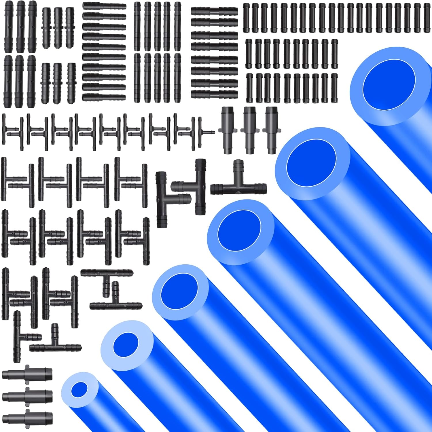 Tnisesm Vacuum Hose Automotive With 128PCS Vacuum Connector,1/8" 5/32" 3/16" 1/4" 5/16" 3/8"ID High Performance 130PSI Silicone Vacuum Hose line Kit 5Ft
