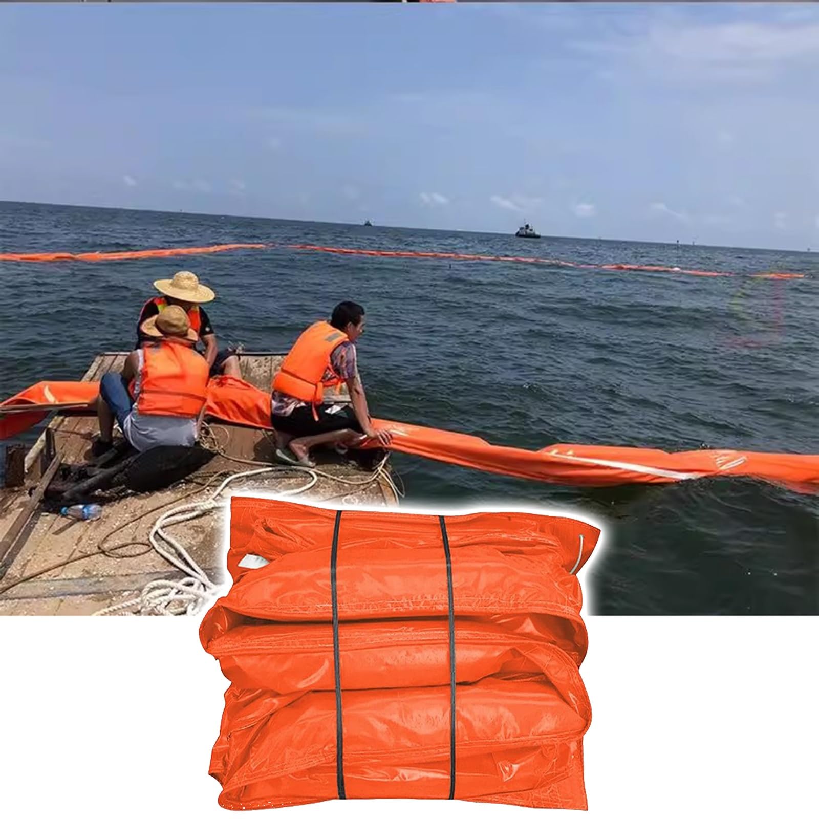 DUANHOZ PVC Oil Boom,Large Floating PVC Oil Boom - Reusable Oil Barrier for Docks, Lakes & Oceans, 30m x 60cm Debris Control System, Ideal for Environmental Protection