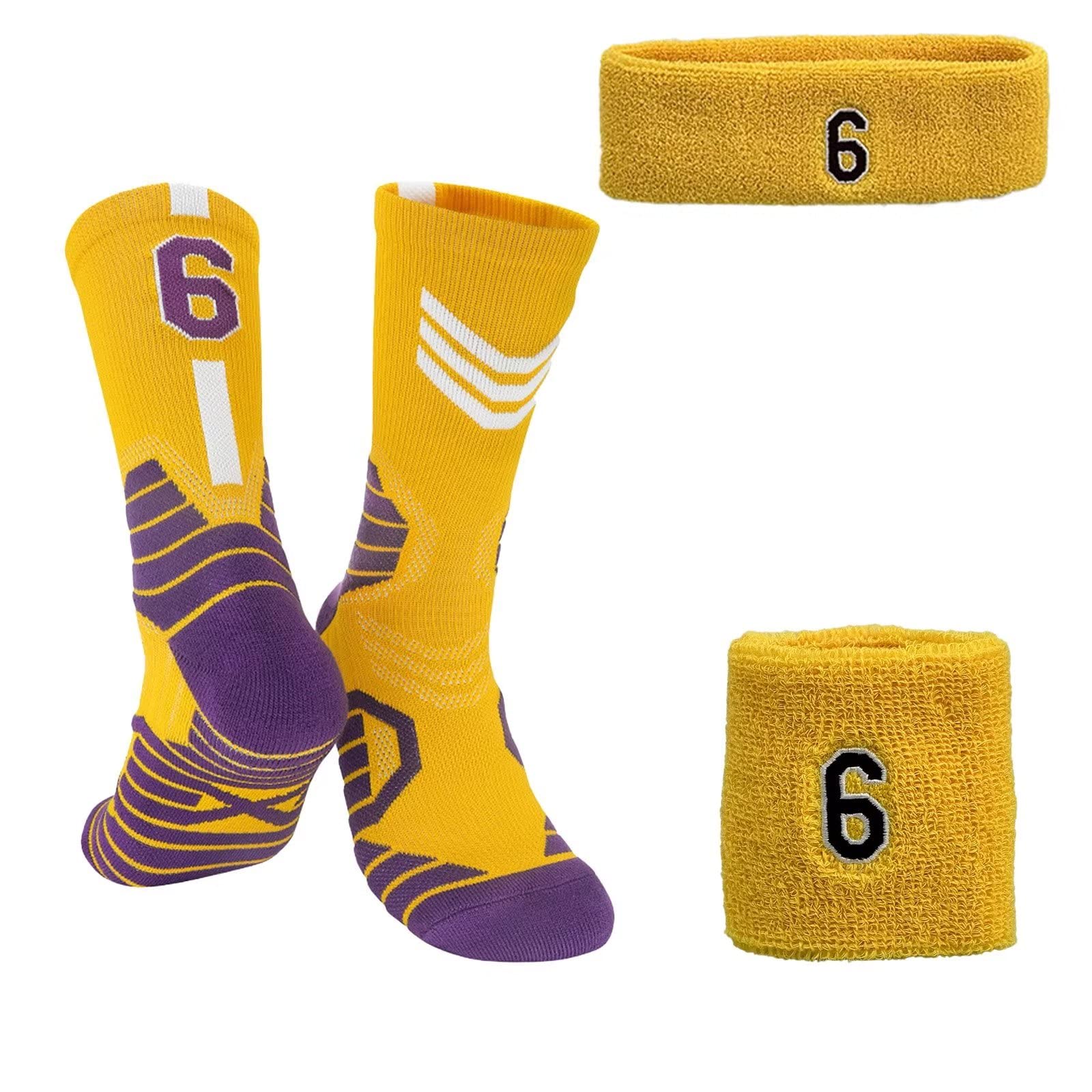 aoenborkBasketball Socks Stitched Number Elite Sports Socks and Basketball Wristband Headband Sports Socks for Men Youth
