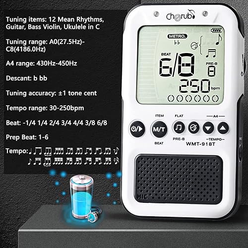 Miniatura 2 de Metrónomo digital universal con cable USB de volumen ajustable con conector para auriculares para piano, guitarra, flauta, violín, tambor y todos