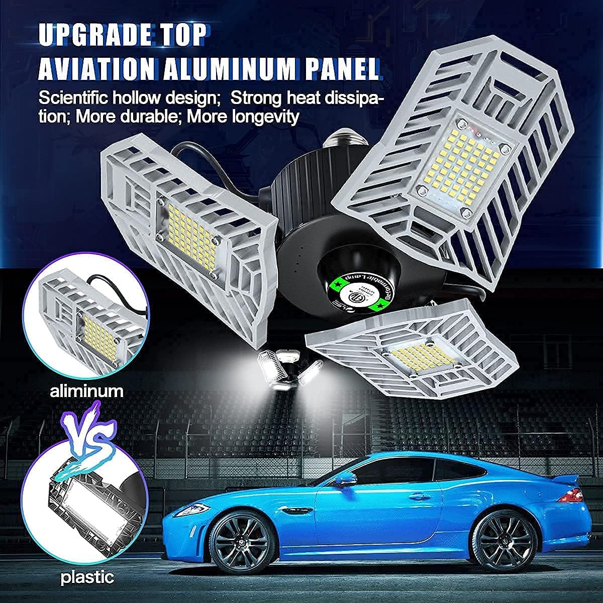 60% Off Discount TANBABY Garage Light LED Garage Light E26/E27 Garage Lights Ceiling LED Shop Light 60W Deformable Garage Lights LED Garage Lighting Garage Light Bulb, Garage Lights Ceiling LED for Garage