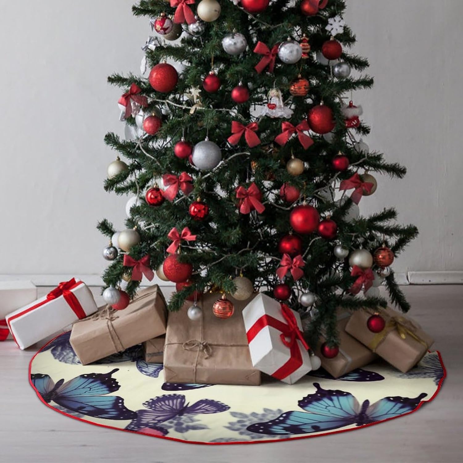 Christmas Tree SkirtBeautiful Butterflyclassic Fashion Tree Skirt Painted Multifunctional Christmas Tree Skirt