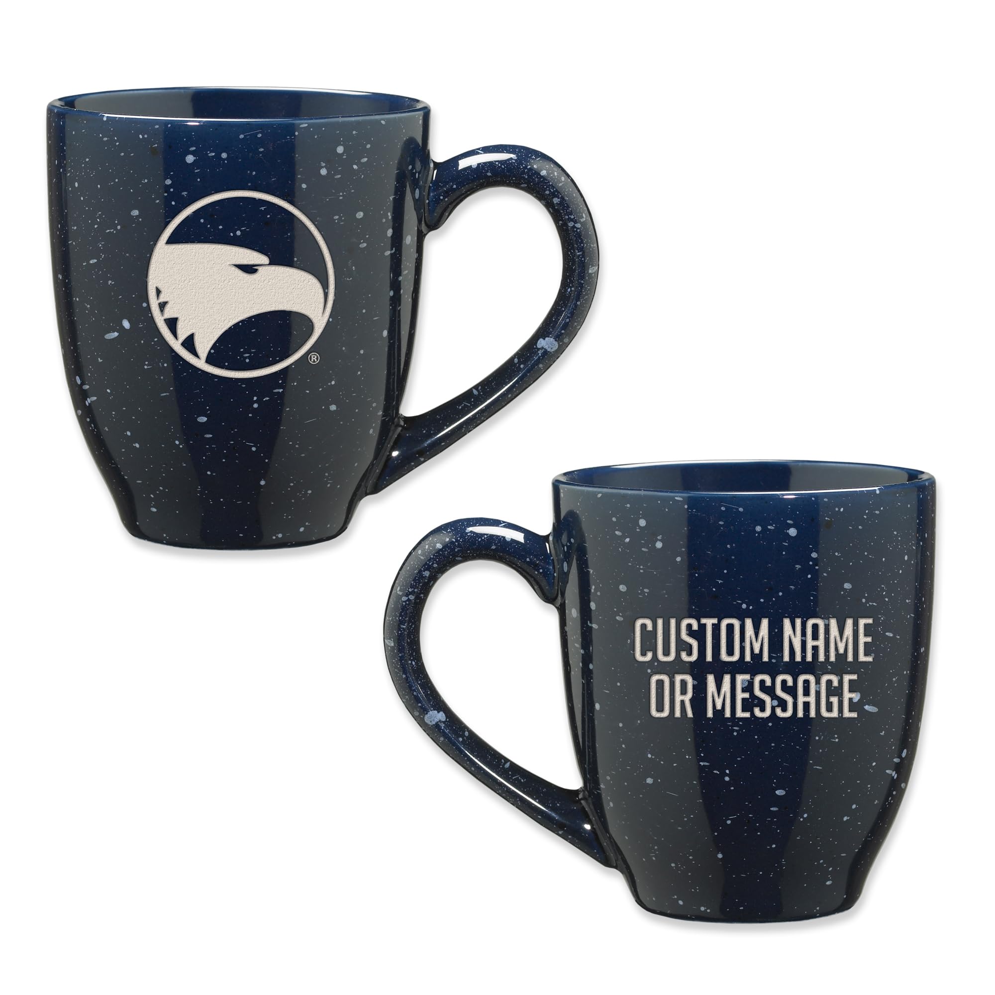 Rico Industries NCAA Georgia Southern Eagles Navy Blue Personalized 16 oz Team Color Laser Engraved Speckled Ceramic Coffee Mug