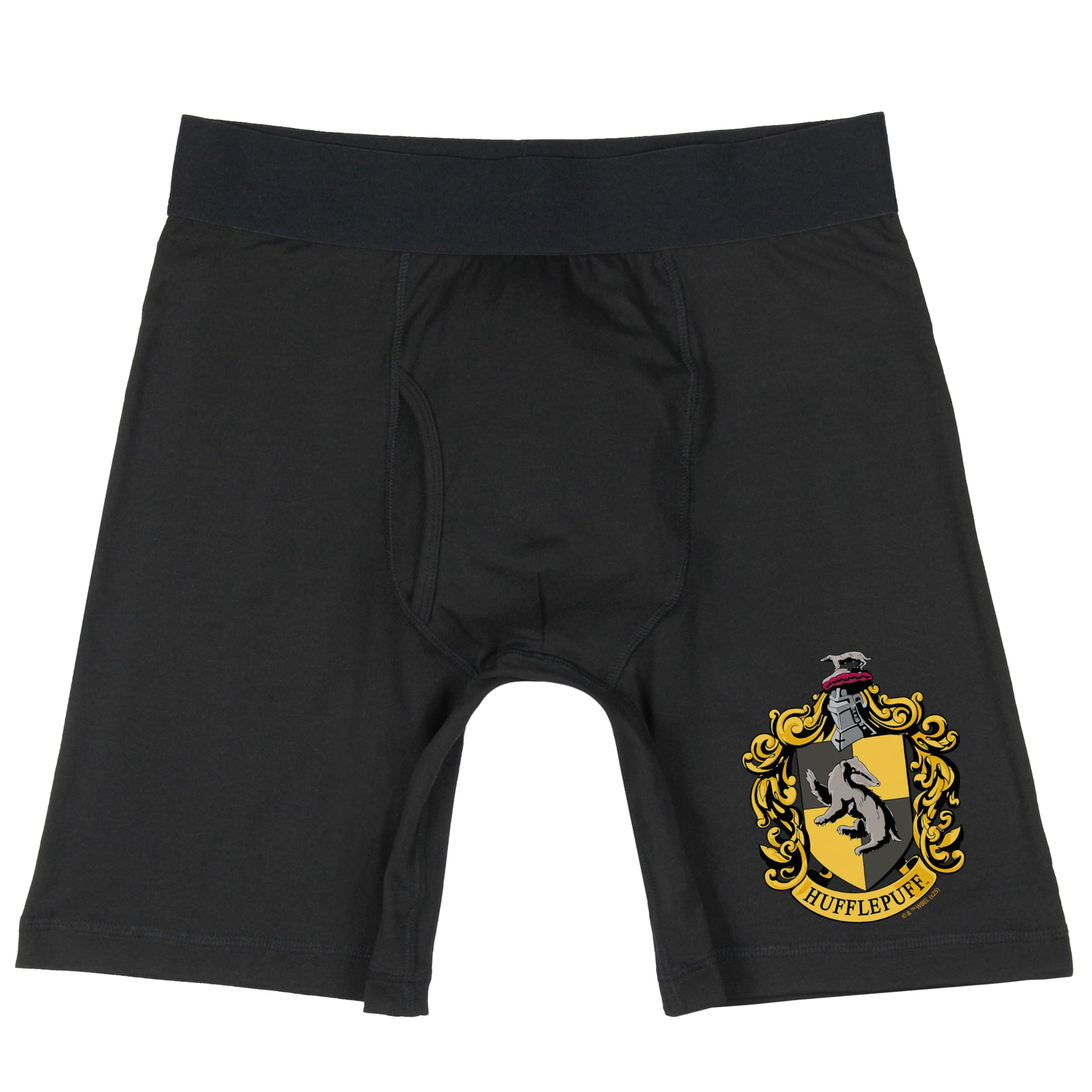 INTIMO Harry Potter Men's Hogwarts Houses Crests Long Leg Boxers Underwear Boxer Shorts For Adults, Yellow, S