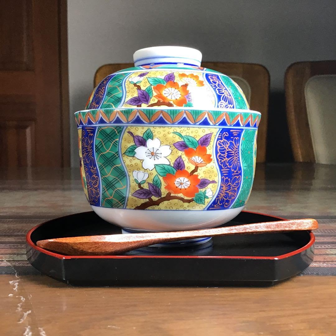 Amazon.co.jp: 有田焼 南山 金彩 茶碗蒸し器 お盆 スプーン 5組 : Toys