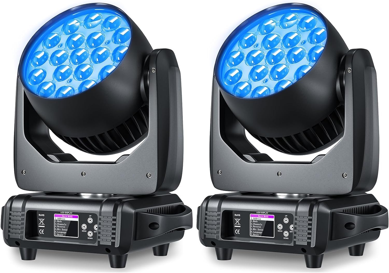 2PCS 19x15W Zoom Strahl Moving Head LED, RGBW DJ Licht DMX LED Bühnenleuchten Waschen für Party, Show, Disco, Konzert, Hochzeit, Weihnachten