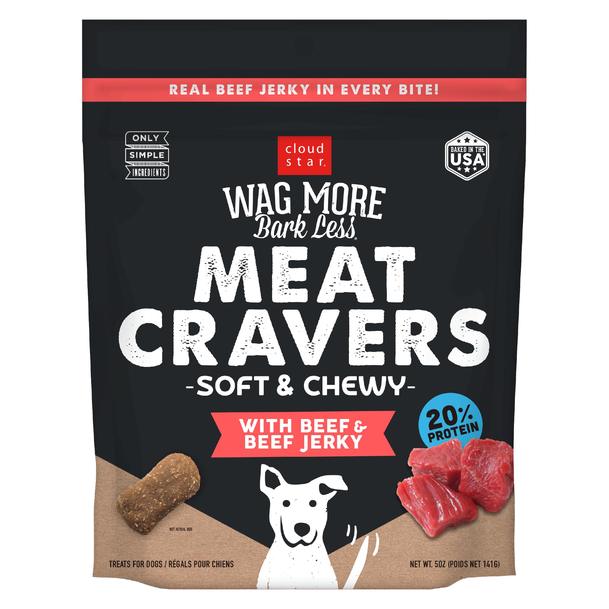 Cloud StarWag More Bark Less Meat Cravers Soft Chews Dog Treats, Beef 5 oz. Bag