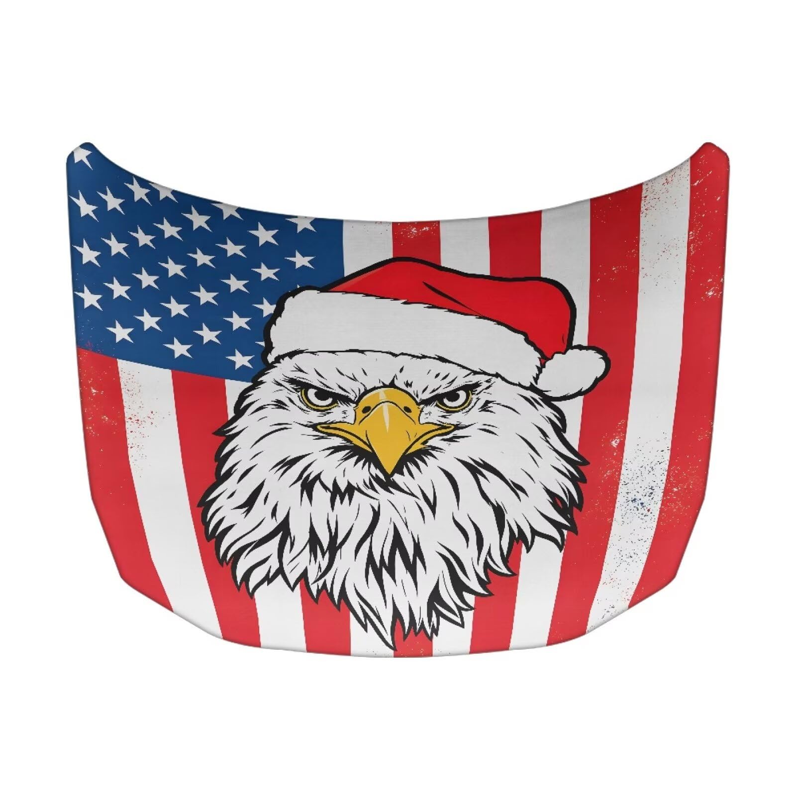 Vintage Santa Eagle Head US Flag Print Car Hood Cover Protector for SUV Sedans Trucks 59×39 Inch Stretchable Car Hood Wrap Blankets Waterproof Sun Proof Auto Patriotic Decorations