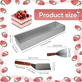 TOWEBOORY Rectangular Baking Mould, Aluminum Alloy Rectangular Baking Accessories with 2 Scrapers, Reusable for Mouse, Tiramisu, Layer, (41.5 * 10 * 6 cm) - 2