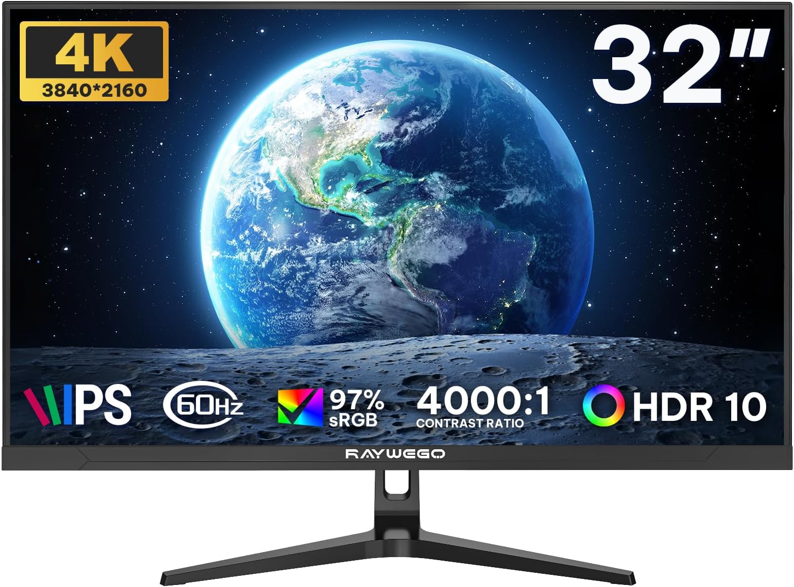 Raywego 32 Inch 4K Office Monitor, 60Hz, HDR10, FreeSync, IPS: image 1 of 8