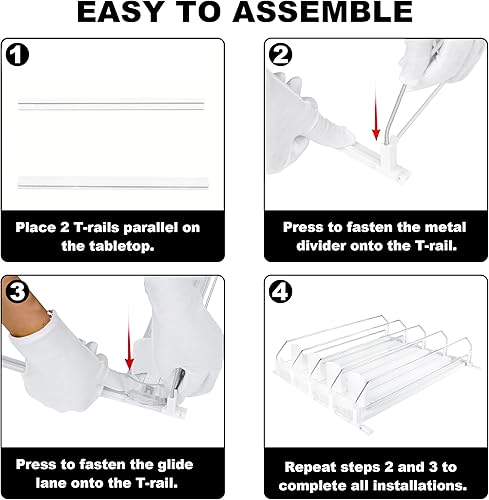 Miniatura 7 de LumoShine Organizador de bebidas para refrigerador, dispensador de latas de soda autoempujable para refrigerador, ancho ajustable para soportes de
