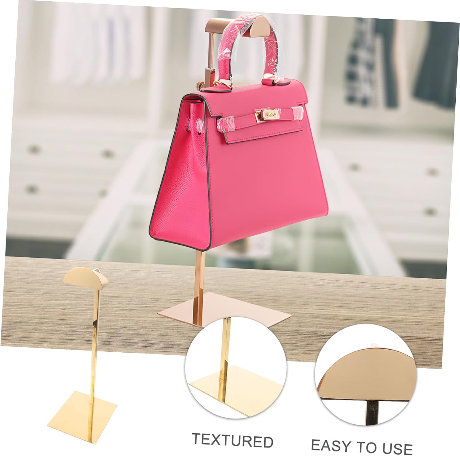 MAGICLULU Adjustable Metal Bag Display Stand Height Control Stainless Steel Purse Hanger Organizer for Handbags Jewelry and Accessories for Retail Showcases and Clothing Stores