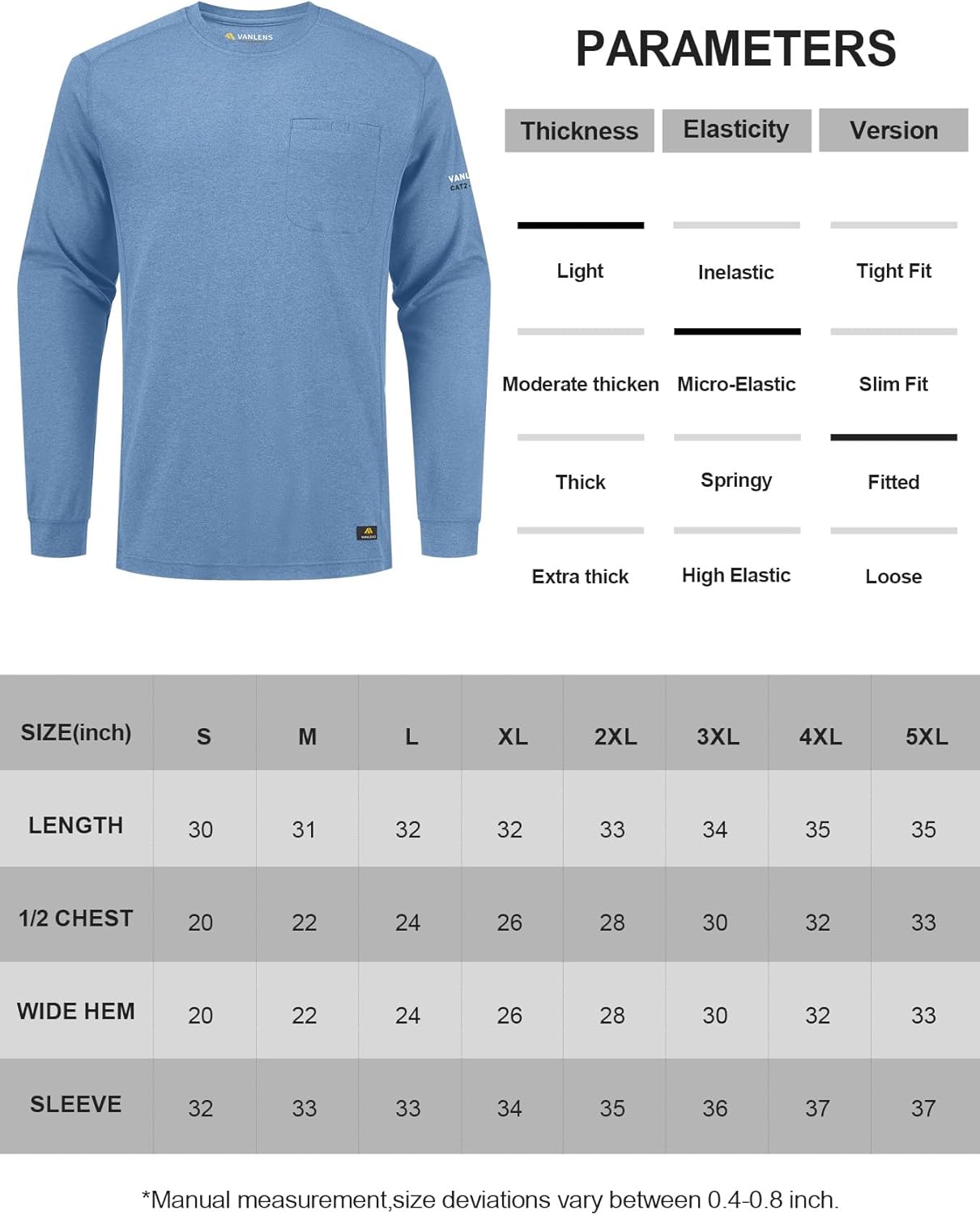 FR Shirts for Summer Crew T-Shirt 5.5OZ Heather Jersey Flame Resistant Long Sleeve Crew T Shirt CAT2 - Image 6
