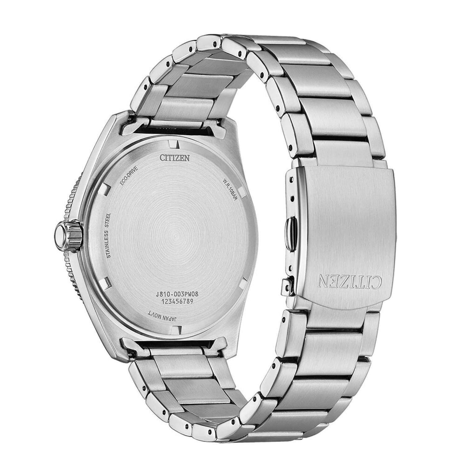 Citizen Eco-Drive Herrenuhr Edelstahl, Grün, 43 mm, AW1880-55X | Analog Quartz | Kristallglas | 10 bar Wasserdicht | 240 Tage Gangreserve | Datum | Edelstahlband