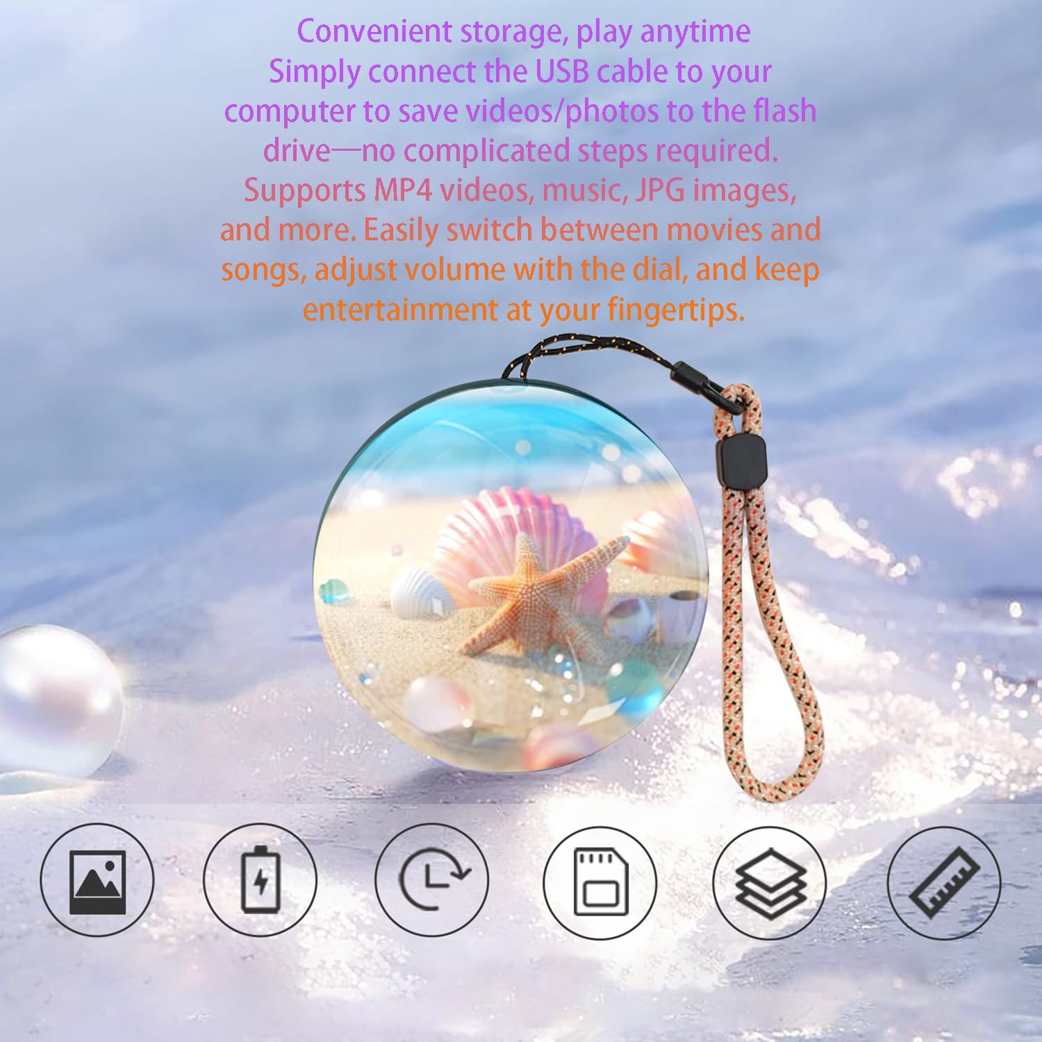 Memory Sphere, Kristallkugel-Videoplayer, personalisierte Kugel mit Foto und Licht, für Jubiläum, Geburtstag, Hochzeit leuchtende Kugel White
